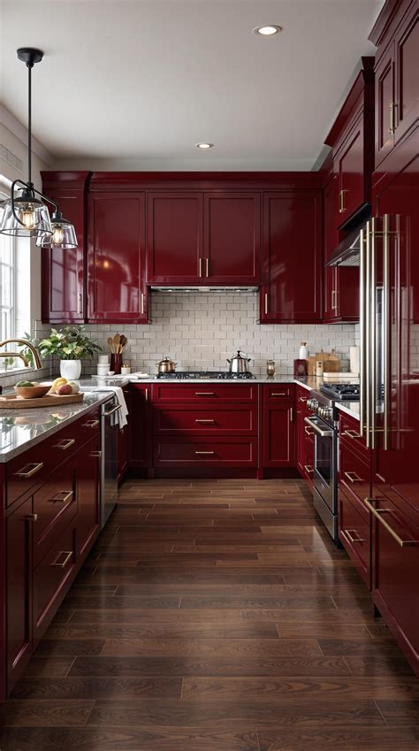 Kitchen Cabinets Red Color