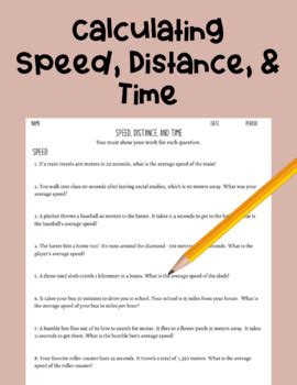 Image result for Calculating Speed Distance Time Worksheet