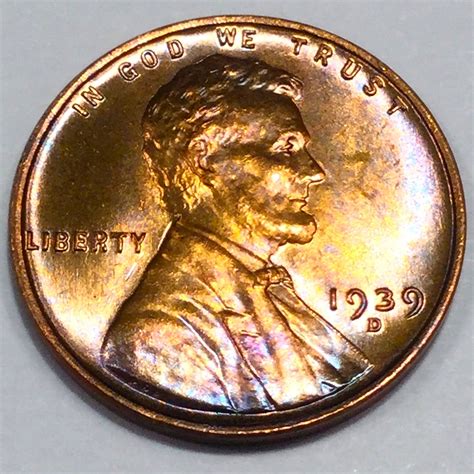 1939-D Gem Red Uncirculated Lincoln Wheat Cent Penny Beautiful Coin ...