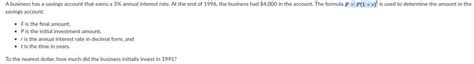 A business has a savings account that earns a 3% annual interest rate ...