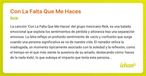 Significado de la canción CON LA FALTA QUE ME HACES (Reik) - LETRAS.COM