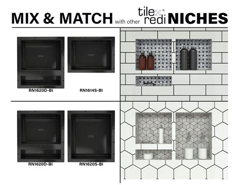 Buy Redi Niche Double Recessed Shower Shelf – Black, Two Inner Shelves ...