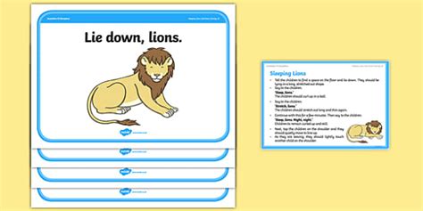 Sleeping Lions Game Activity Cards - EYLF - Twinkl