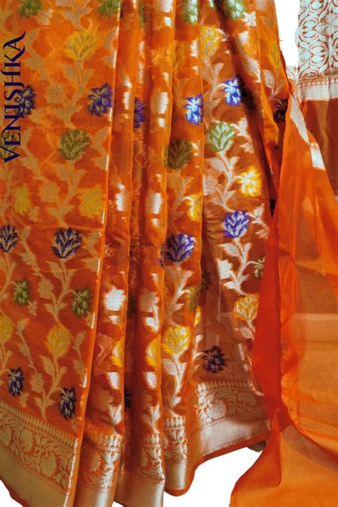 Handloom Semi Georgette Fancy Saree Red