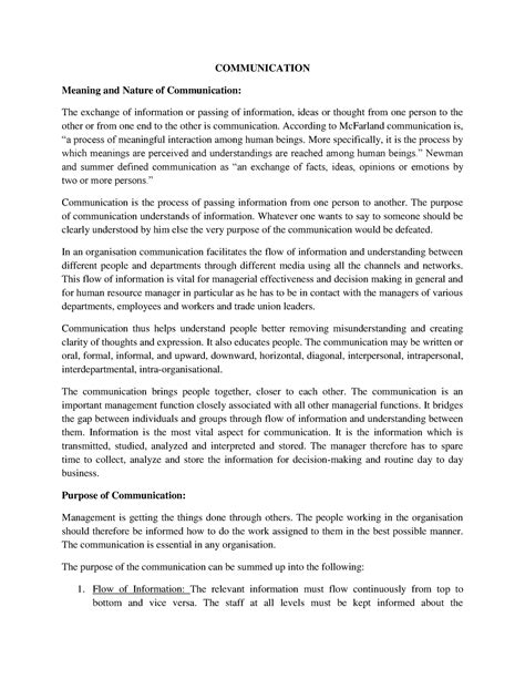 Additional Material on Communication - COMMUNICATION Meaning and Nature ...