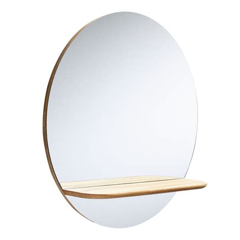 Remi Round Wall Mirror With Wood Shelf - World Market