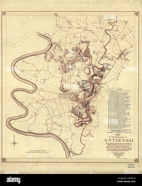 Map of the battlefield of Antietam. This map shows the position of each ...