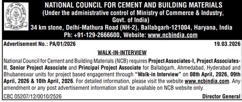 NCB India Project Associate Recruitment 2026 Apply for 24 Posts | Walk ...