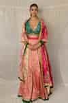 Buy Pink Silk, Brocade Patchwork, Zari, Brahamarupa Upcycled Lehenga ...