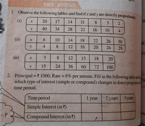 Observe the following tables and find if x and y are directly ...