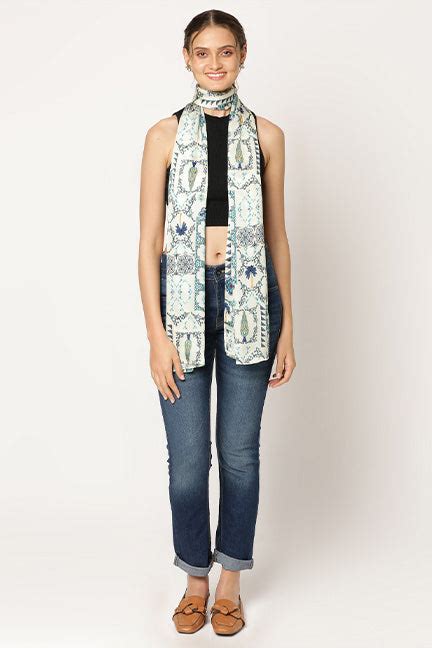 Tile Garden stole - Ethnic print stole for women. – The Print Pickle