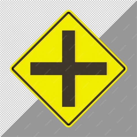 Premium PSD | 4 way intersection ahead road sign 3d render illustration