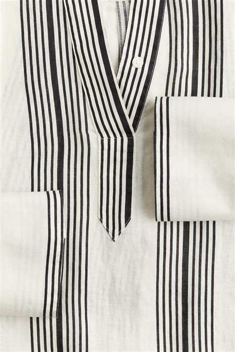 Popover linen shirt - White/Striped - Ladies | H&M IN