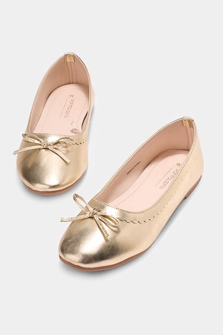 Gold Metallic Bow Detail Ballerinas - Selling Fast at Pantaloons.com