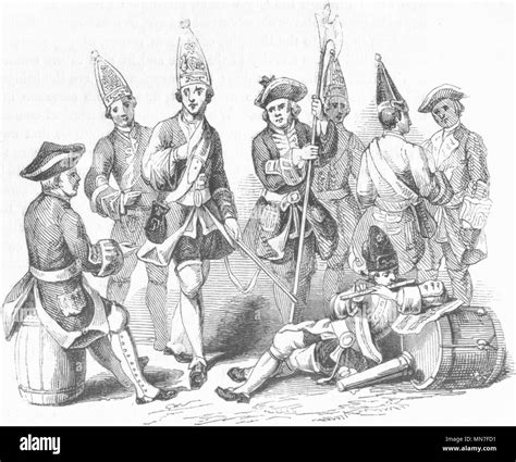 MILITARY COSTUME. George II's time 1845 old antique vintage print ...