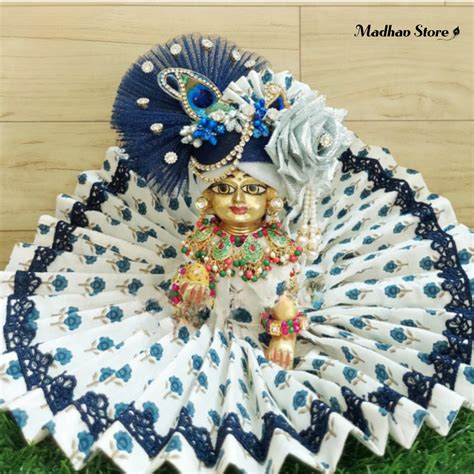 White & Blue Royal Dress with Heavy Pagdi for Laddu Gopal – Madhav Store