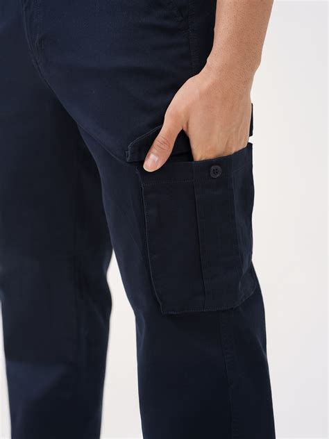 Buy Blue Relaxed Fit Stretchable Cargo Pants For Men Online