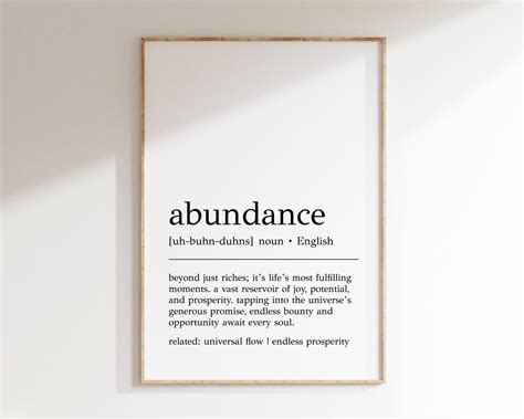 Abundance Definition Print Abundance Wall Art Law of - Etsy | Digital ...