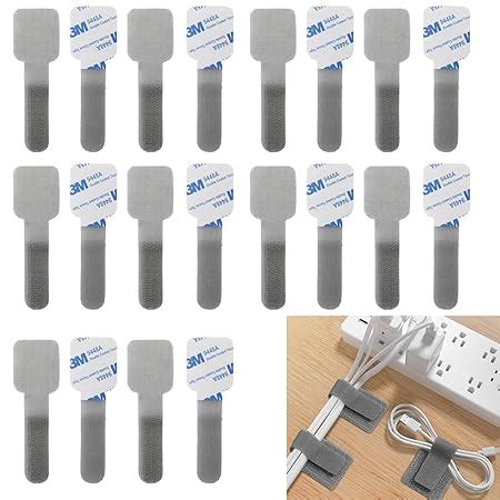 Serplex® 20Pcs Hook and Loop Cable Ties, Self Adhesive Hook and Loop ...