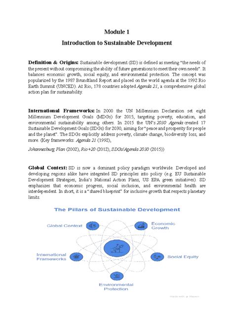 Module 1 SDG: Introduction to Sustainable Development Notes - Studocu