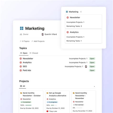 Image result for Notion Project Management Template