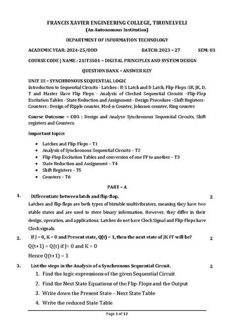 21IT3501 DPSD Unit III AK CAT 1 - FRANCIS XAVIER ENGINEERING COLLEGE ...