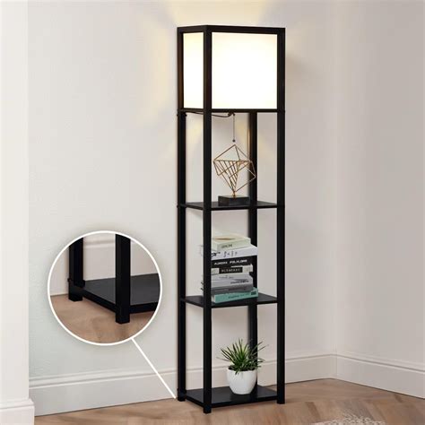 Floor Lamp with Shelves, 4-Tier Modern Shelf Floor Lamp, Corner Display ...