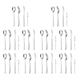 aDai Set of 40 Luxury Silver Cutlery Set - Daily Use Stainless Steel ...