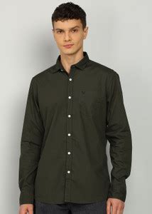 Allen Solly Men Solid Casual Dark Green Shirt - Buy Allen Solly Men ...