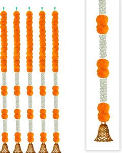 iHandikart Artificial Marigold & Jasmine Flowers Garland Color Light ...