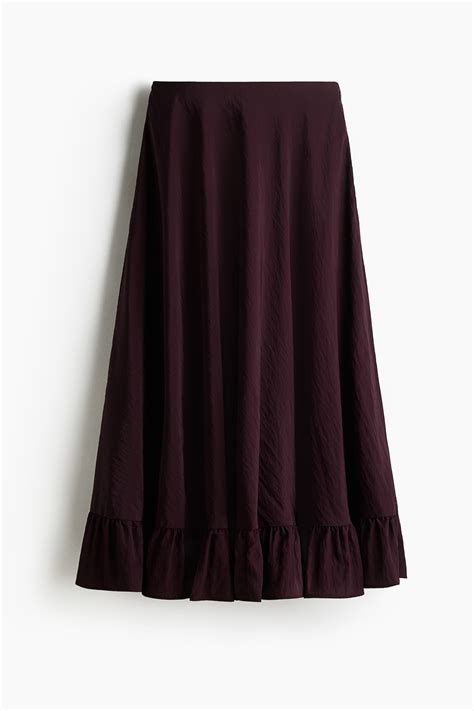 Frilled maxi skirt - Dark purple - Ladies | H&M IN