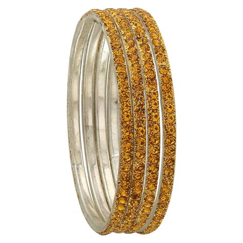 Sukriti Partywear Traditional Brass Yellow Bangles for Women - Set of ...