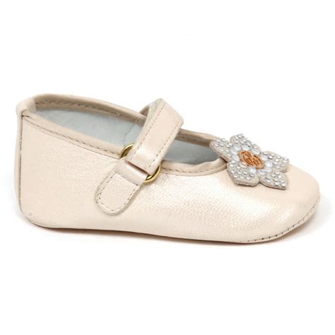 E1798 ballerina culla bimba BLUMARINE BABY panna scarpine shoe kid girl