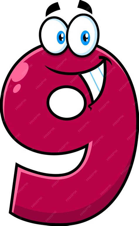 Premium Vector | Funny мagenta number nine 9 cartoon character. vector ...