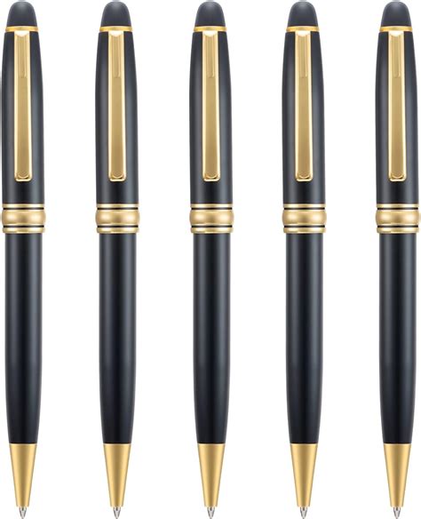 Amazon.com : Wikult 5 PCS Black Ballpoint Pens with Extra Refills Set ...