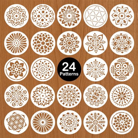 Mocoosy 24 Pack 5 Inch Mandala Stencils - Mandala Dot Painting Stencil ...