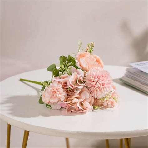 Artificial Flower Bunch Peony Light Pink