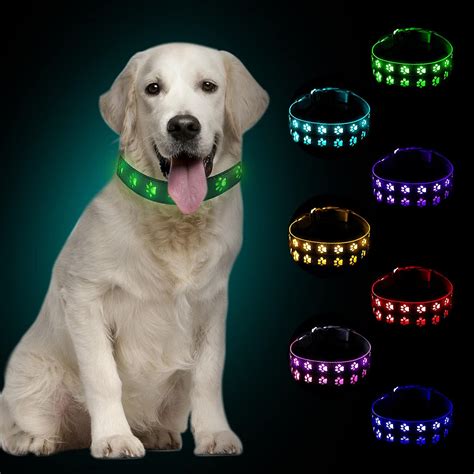 Vaileal Light Up Dog Collar, 7 Colors Change Glowing Dogs Collar, Led ...