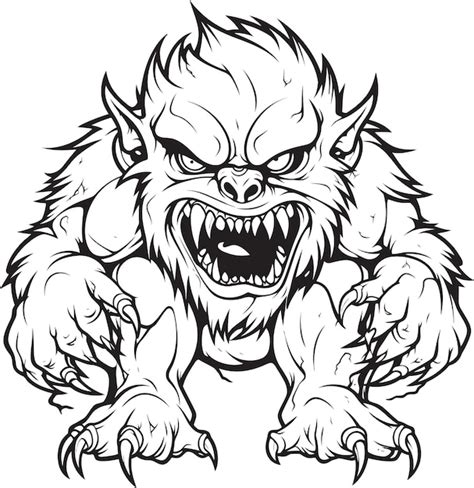 Кошмар воплощенное зло Линейный рисунок чудовищный дизайн черниловый ...