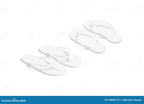 Blank White Beach Slippers Mockup, Side Back View Stock Illustration ...