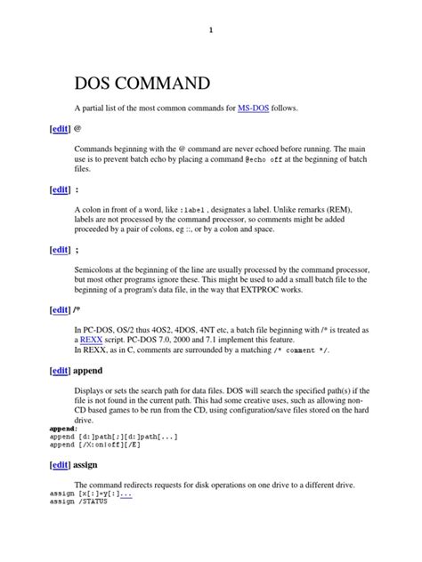 Image result for DOS Command Chart