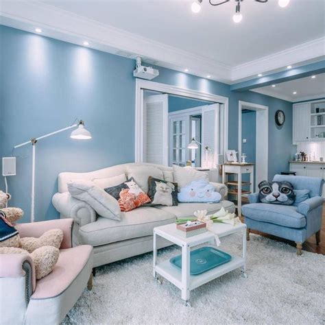 15-20万80㎡欧式二居室装修效果图,87平北欧风格蓝色魅力装修案例效果图-齐家网