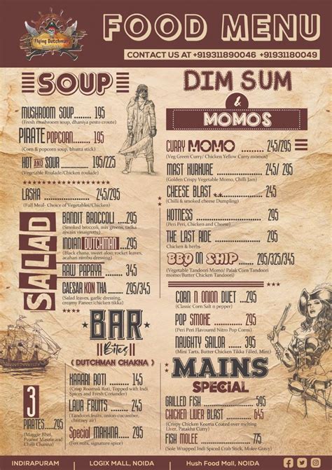 Menu at The Flying Dutchman, Noida, Sector 63, Noida, Hush Food Mall