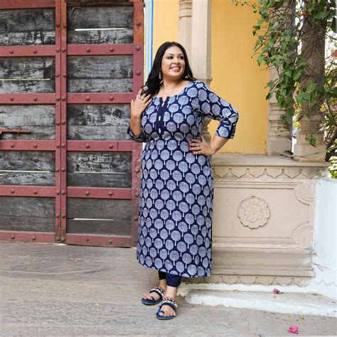 The Speaking Tree Handblock Printed Aline Modal Kurta-Plus Size ...