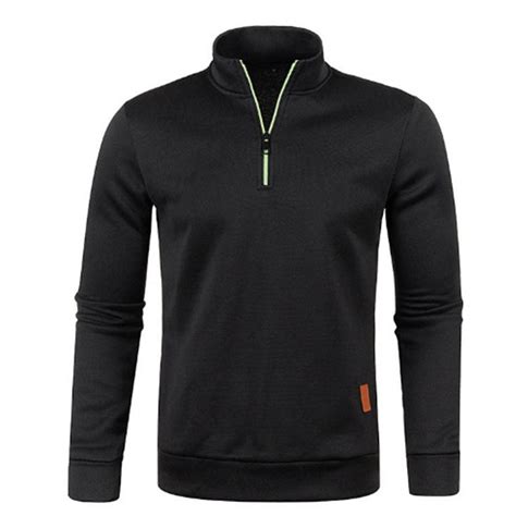 POIUYTR Men's Quarter Zip Pullover Premium Fleece Lined Long Sleeve ...