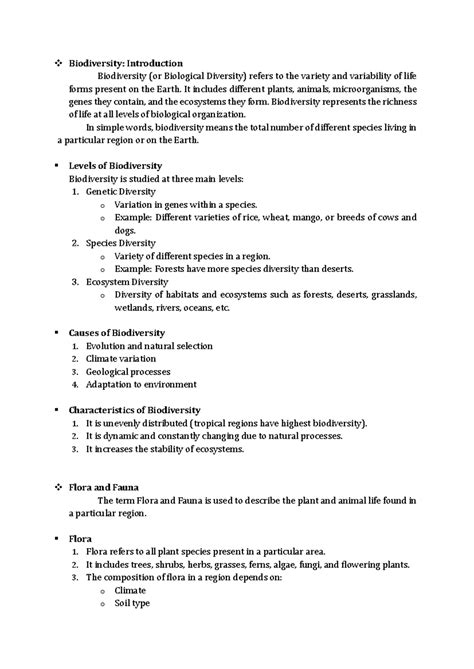 Biodiversity Overview: Key Concepts and Importance (Module 4) - Studocu