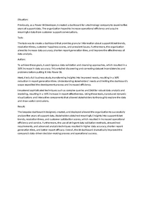 Prepration - Situation: Previously, as a Power BI Developer, I created ...