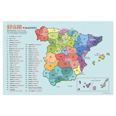 Quarterhouse Spanish Language Country Maps - Provinces, Provincial Cap ...