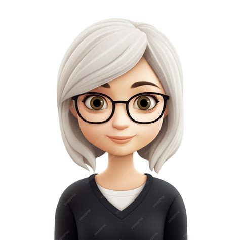Premium Photo | Minimalist Sarah Emoji Cute Avatar In Glasses With ...