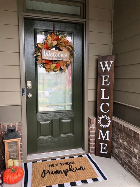 Welcome Sign With Painted Wreath Porch Sign Porch Leaner - Etsy | Small ...